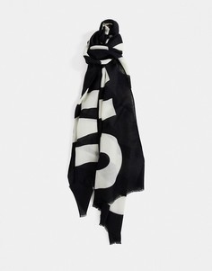 Черный шарф с большим логотипом Moschino-Черный цвет