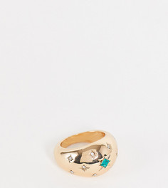 Золотистое объемное кольцо со вставками из страз в виде звезд Reclaimed Vintage Inspired-Золотистый