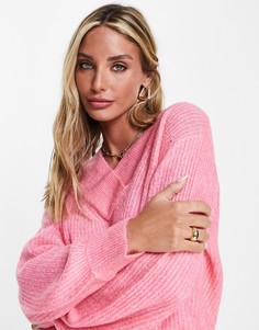 Ярко-розовый джемпер с V-образным вырезом Y.A.S-Розовый цвет