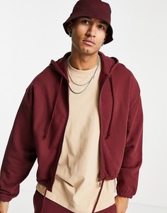 Красный укороченный худи в стиле oversized на молнии от комплекта ASOS DESIGN