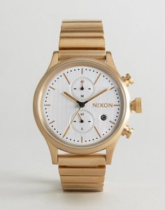 Золотистые часы с хронографом Nixon Station-Золотой