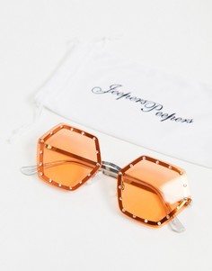 Женские шестиугольные солнцезащитные очки с оранжевой оправой Jeepers Peepers-Коричневый цвет