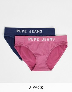 Набор из 2 бесшовных трусов темно-синего и выбеленного ягодного цветов Pepe Jeans tessie-Темно-синий
