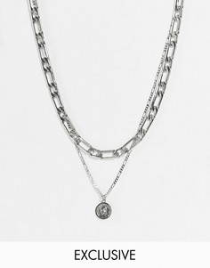 Серебристые ожерелья с крупными звеньями и с изображением св. Христофора на подвеске Reclaimed Vintage Inspired-Серебристый