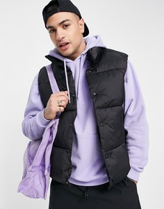 Черный дутый жилет Bershka-Черный цвет