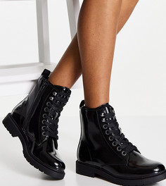 Черные массивные ботинки для очень широкой стопы, на плоской подошве, со шнуровкой Simply Be Extra Wide Fit-Черный цвет