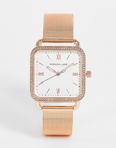 Женские часы цвета розового золота с квадратным циферблатом Christian Lars-Золотистый