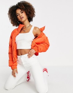 Укороченный пуховик из ткани ASOS 4505-Красный