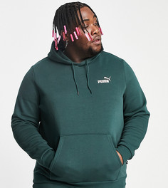 Темно-зеленая худи с маленьким логотипом Puma Plus Essentials-Зеленый цвет