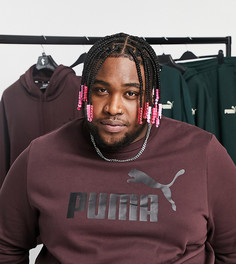 Свитшот бордового цвета с большим логотипом Puma Plus Essentials-Красный