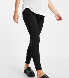 Черные джинсы из органического хлопка с накладкой поверх животика Topshop Maternity Jamie-Черный цвет