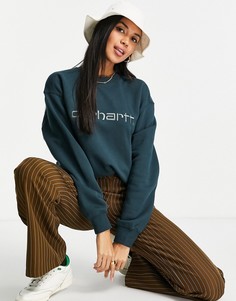 Свободный свитшот зеленого цвета с логотипом Carhartt WIP-Зеленый цвет