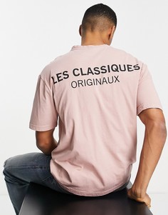 Розовая oversized-футболка с логотипом Only & Sons-Розовый цвет