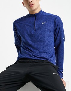Синий лонгслив с короткой молнией Nike Running Element Dri-FIT-Голубой