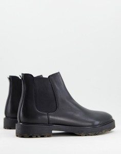 Черные кожаные ботинки челси с камуфляжным принтом на подошве Walk London James-Черный цвет