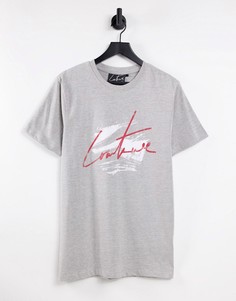 Серая меланжевая футболка с круглым логотипом-надписью The Couture Club-Серый