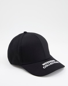 Черная бейсболка с вышитым узором ASOS Weekend Collective-Черный цвет