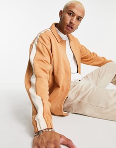 Трикотажная oversized-олимпийка с контрастной вставкой ASOS DESIGN-Светло-бежевый цвет