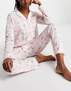 Пижамный комплект с рубашкой с лацканами розового цвета в клетку с принтом Губки Боба и Патрика Womensecret-Разноцветный Women'secret