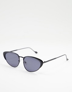 Солнцезащитные очки «кошачий глаз» в черной металлической оправе Nali-Черный цвет