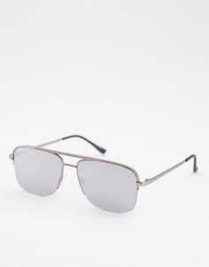 Матовые солнцезащитные очки-авиаторы серебристого цвета Quay-Серебряный
