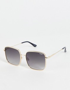 Солнцезащитные очки с квадратными линзами в золотистой оправе Quay-Золотистый