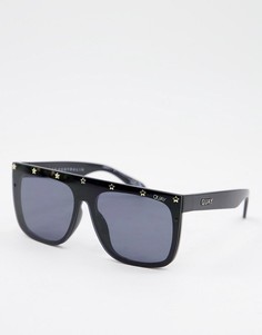 Черные солнцезащитные очки в oversized-оправе с золотистыми заклепками Quay-Черный цвет
