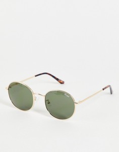Круглые солнцезащитные очки в золотистой оправе Quay-Золотистый