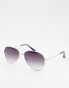 Дымчато-серые выцветшие солнцезащитные очки-авиаторы Quay-Золотистый