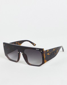 Oversized солнцезащитные черные очки Quay-Коричневый цвет