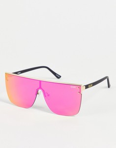 Большие солнцезащитные очки с розовыми линзами и эффектом деграде Quay-Золотистый