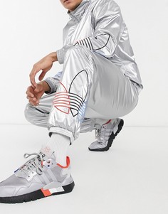 Серебристые спортивные штаны от костюма adidas Originals Adicolor Tricolor-Серебристый