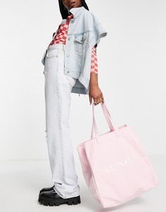 Большая розовая парусиновая сумка-тоут из переработанных материалов Nunoo-Розовый цвет