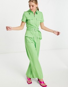 Зеленый комбинезон с широкими штанинами и акцентными карманами Vila-Зеленый цвет