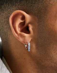 Серьги-кольца со светло-синим искусственным хрусталем ASOS DESIGN-Серебряный