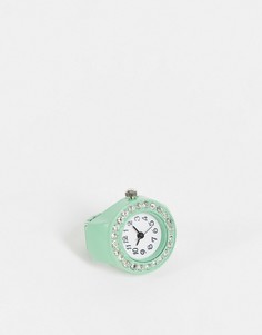 Мятно-зеленые часы-кольцо со стразами DesignB London-Зеленый цвет