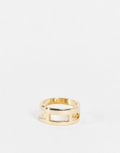 Золотистое кольцо с параллельным дизайном и мозаичной отделкой DesignB London-Золотистый