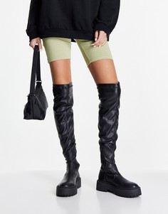 Черные ботинки выше колена на массивной подошве из эластичного материала Steve Madden Esmee-Черный цвет