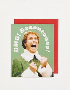 Новогодняя открытка со слоганом "OMG santa" Typo x Elf-Разноцветный