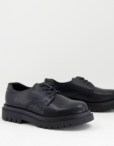 Черные туфли из искусственной кожи на шнуровке и толстой подошве Truffle Collection-Черный цвет