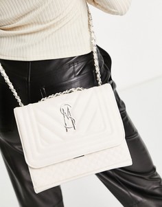 Стеганая сумка через плечо кремового цвета с цепочкой Steve Madden Bcala-Белый