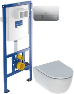 Комплект подвесной унитаз Geberit iCon 500.784.01.1 + система инсталляции Villeroy & Boch 92246100 + 92249061