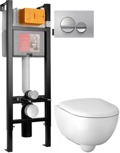 Комплект подвесной унитаз Geberit Renova Compact 500.803.00.1 + система инсталляции Jacob Delafon E33131RU-NF + E20859-CP-MTC