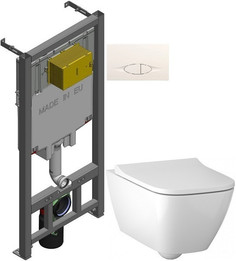 Комплект подвесной унитаз Geberit Smyle Square 500.683.01.1 + система инсталляции Jacob Delafon E29025-NF + E29026-01R
