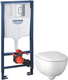 Комплект подвесной унитаз Geberit Renova Compact 500.803.00.1 + система инсталляции Grohe 38772001