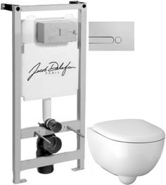 Комплект подвесной унитаз Geberit Renova Compact 500.803.00.1 + система инсталляции Jacob Delafon E5504-NF + E4326-CP