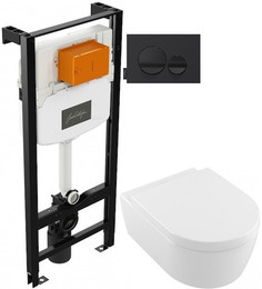 Комплект подвесной унитаз Villeroy & Boch Avento 5656HR01 + система инсталляции Jacob Delafon E24156-NF + E20859-7-BMT