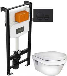 Комплект подвесной унитаз Gustavsberg Hygienic Flush 5G84HR01 + система инсталляции Jacob Delafon E24156-NF + E20859-7-BMT