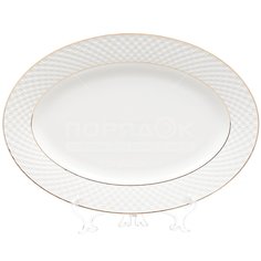 Блюдо керамика, овальное, 35 см, белое, Daniks, Кембридж, Y4-2737