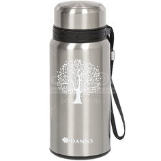 Термос из нержавеющей стали Daniks SL-50DD серебристый с узким горлом, 0.5 л